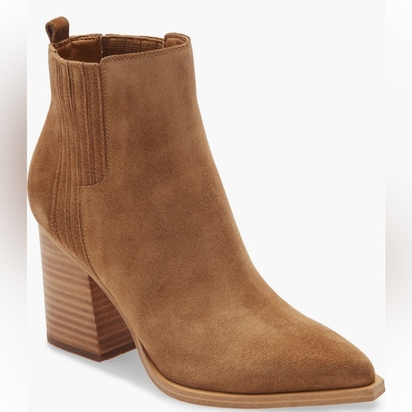 Marc Fisher Shoes - Marc Fisher Oshay Pointed Toe Booties in Natural Suede Size 9